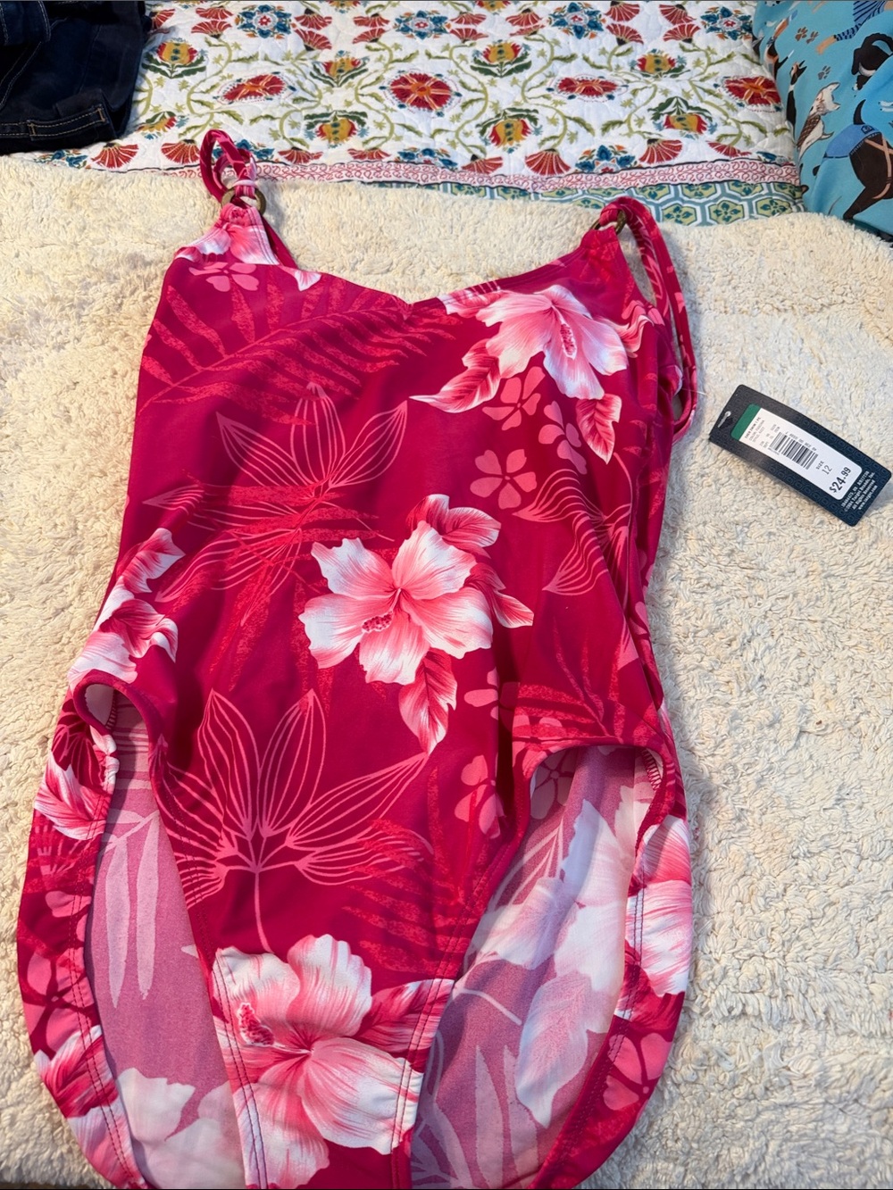 Cherokee Pink Floral One-Piece Swimsuit